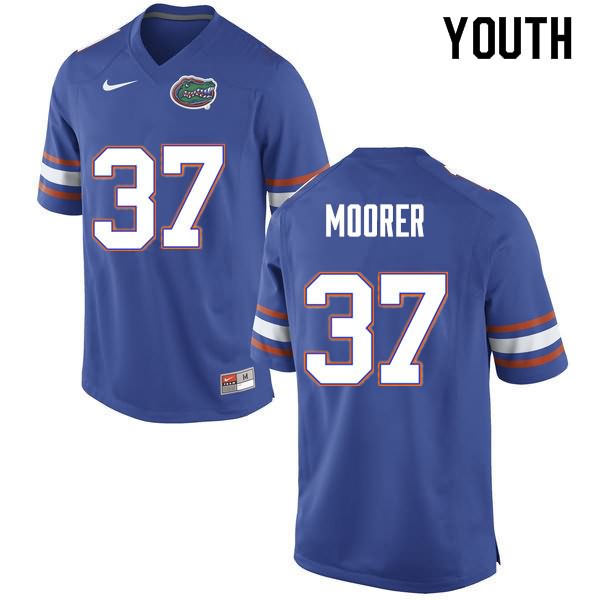 NCAA Florida Gators Patrick Moorer Youth #37 Nike Blue Stitched Authentic College Football Jersey ECW1164FY